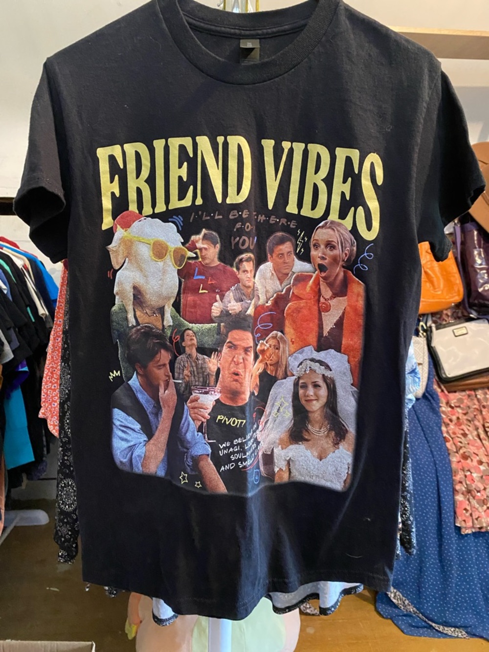 Gildan Black "Friend Vibes" TV Collage Short Sleeve Tee